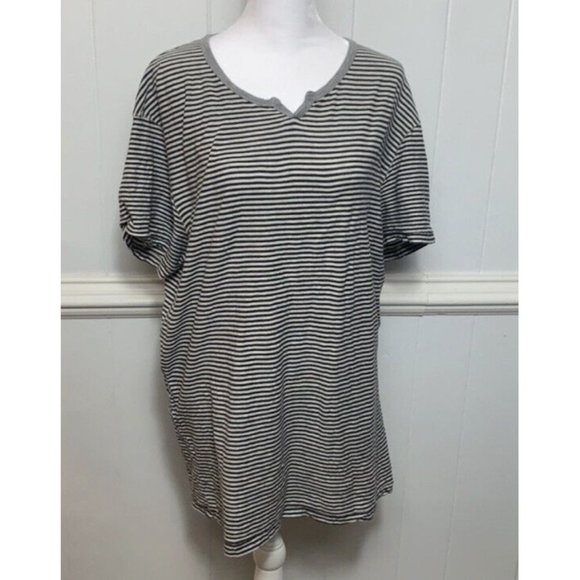 Alternative Size XL 100% Cotton Black And White Stripe T Shirt - Picture 1 of 7